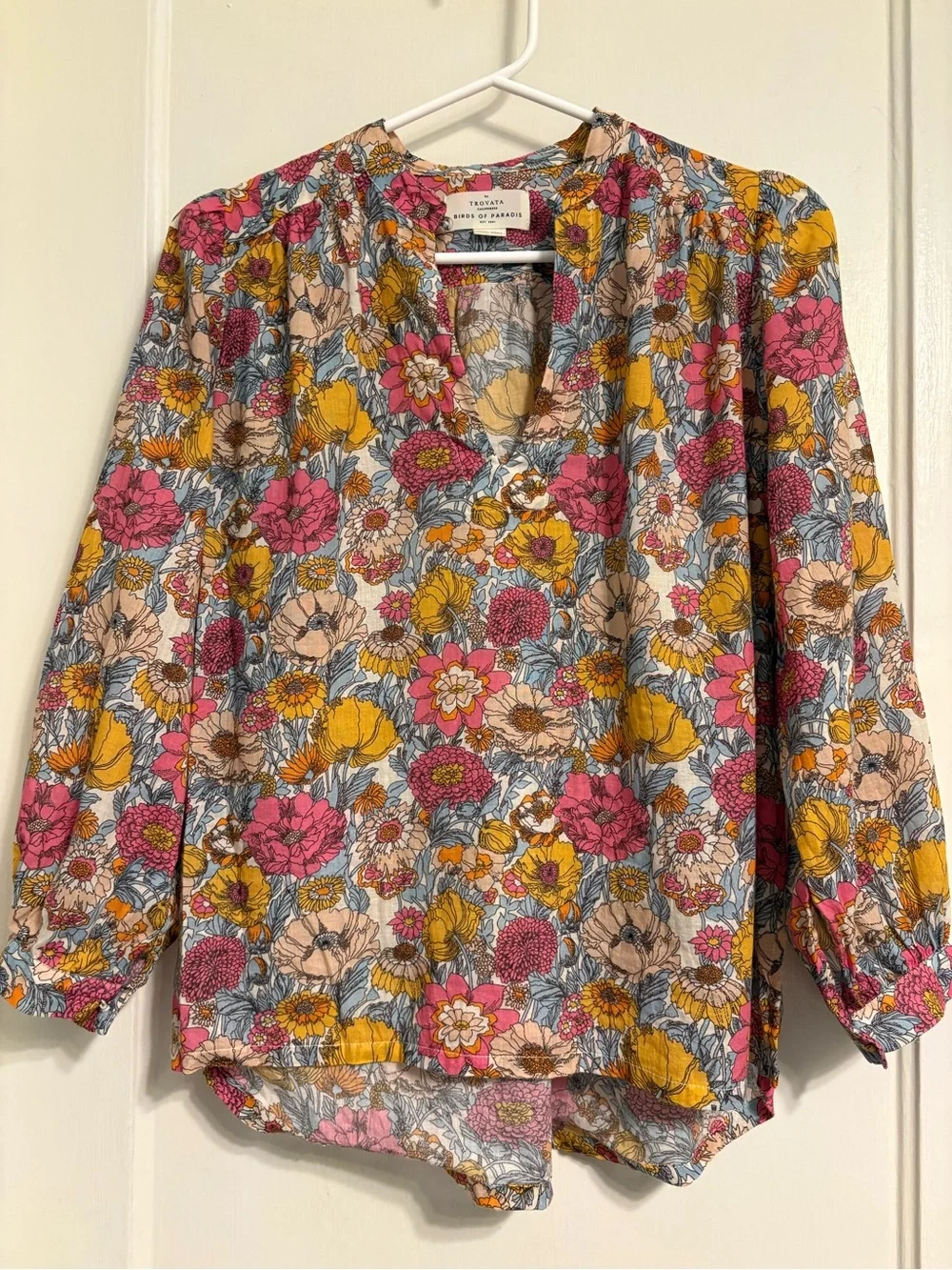 Trovata Birds of Paradise Bailey Blouse Dawn Fleurettes XS - Picture 2 of 4